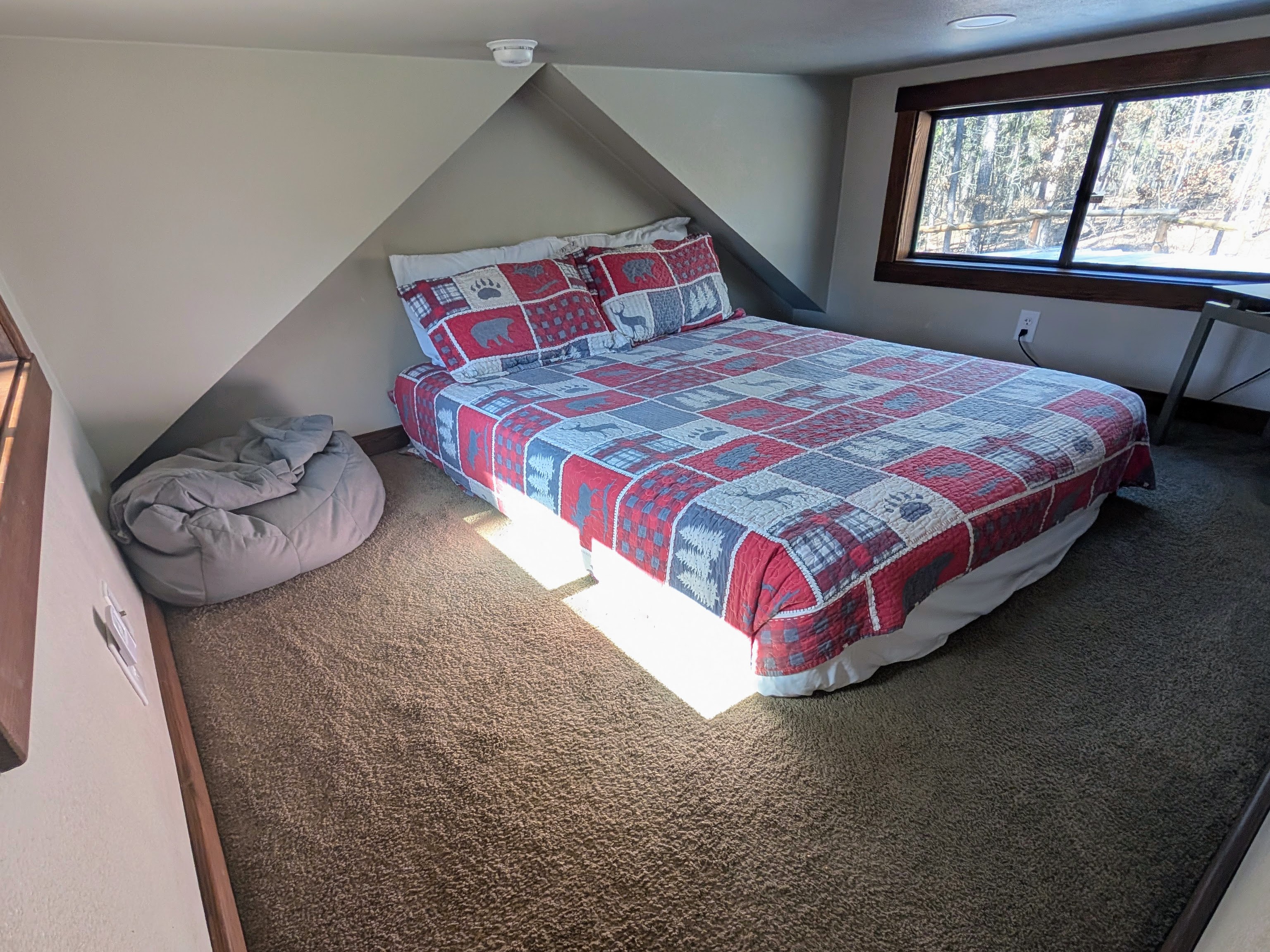 Semi-private loft bed with TV
