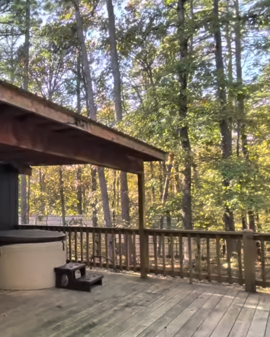 Hot tub under covered deck